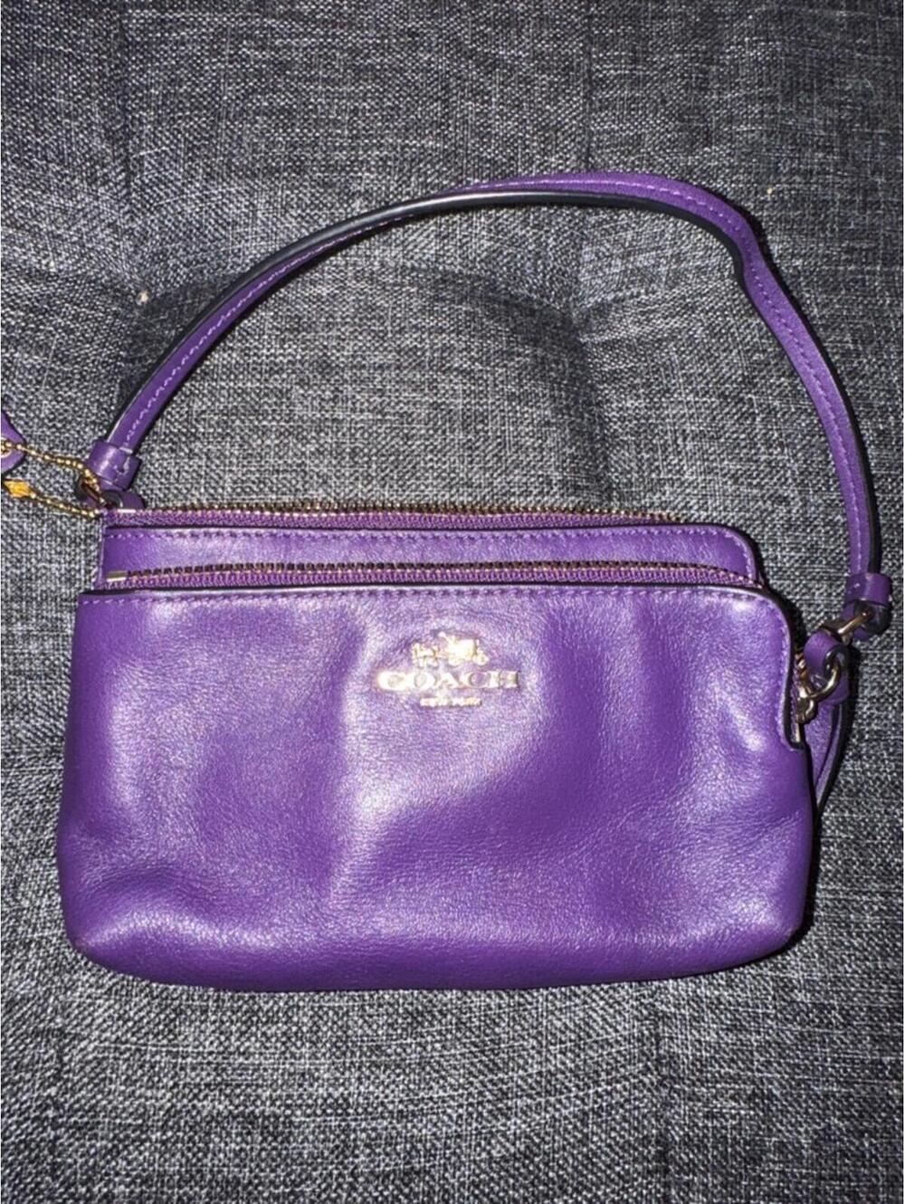 Coach Purple Leather Wristlet - Picture 6 of 6